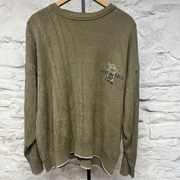 Vintage Cycling Sweater Embroidered World Australien Tour Logo Boxy Wide Cropped - Picture 1 of 9